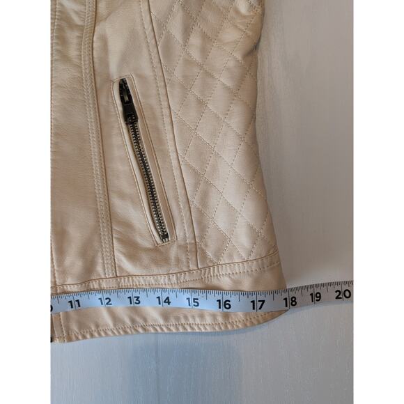 American Rag Jacket Womens L Pink Faux Leather Moto Full Zip Quilted Biker Style - Picture 11 of 15